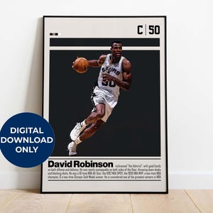 David Robinson Digital Poster for Sports Fan Wall Art for Basketball Fan Modern Sports Decor for Bedroom & Office Digital Wall Art