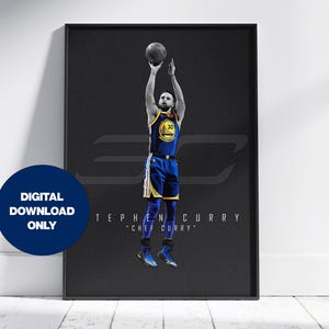 Steph Curry Minimalist Basketball Poster Digital Download | Printable Wall Art for NBA Fans | Modern Sports Decor for Home & Office