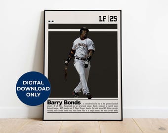 Barry Bonds Digital Poster for Sports Fan Wall Art for Baseball