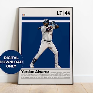 Poster digitale di Yordan Alvarez per appassionati di sport, decorazione da parete per appassionati di baseball, arredamento sportivo moderno per camera da letto e ufficio