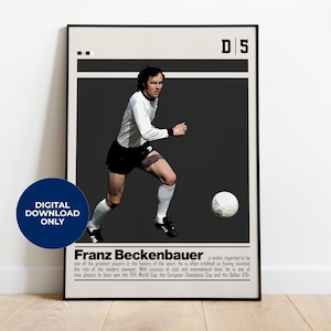 Franz Beckenbauer Digital Poster for Sports Fan Wall Art for Soccer Fans Modern Sports Decor for Bedroom & Office Digital Wall Art
