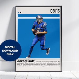 Jared Goff Digitales Poster für Sportfan Wandkunst für Fußballfans Moderne Sportdekoration für Schlafzimmer & Büro-Digitale Wandkunst