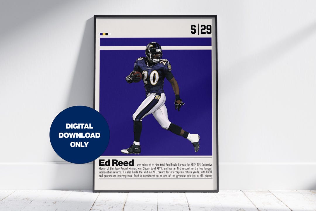 Ed Reed Digital Poster for Sports Fan Wall Art for Football Fans Modern ...