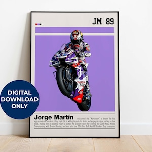 Jorge Martin Digital Poster for Sports Fan Wall Art for MotoGP Fans Modern Sports Decor for Bedroom & Office Digital Wall Art