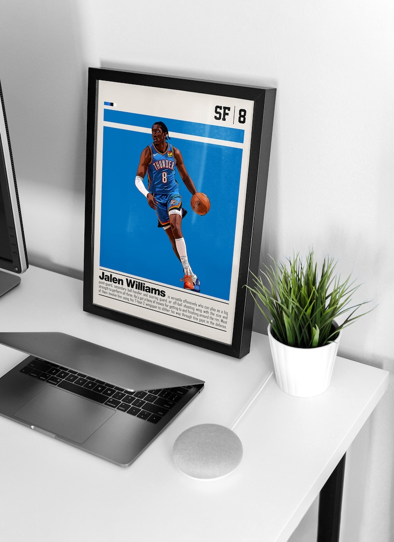 Jalen Williams Digital Poster for Sports Fan Wall Art for Basketball Fan Modern Sports Decor for Bedroom & Office Digital Wall Art image 4