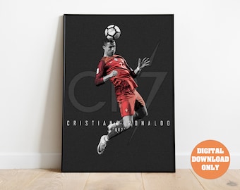 Cristiano Ronaldo Digital Poster for Sports Fan Wall Art for Soccer Fans Modern Sports Decor for Bedroom & Office