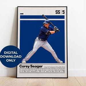 Corey Seager Digital Poster for Sports Fan Wall Art for Baseball Fans Modern Sports Decor for Bedroom & Office Digital Wall Art