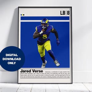 Jared Verse Digitales Poster für Sportfan Wandkunst für Fußballfans Moderne Sportdekoration für Schlafzimmer & Büro-Digitale Wandkunst
