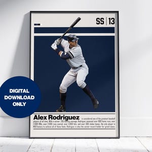 Alex Rodriguez Digital Poster for Sports Fan Wall Art for Baseball Fans Modern Sports Decor for Bedroom & Office Digital Wall Art