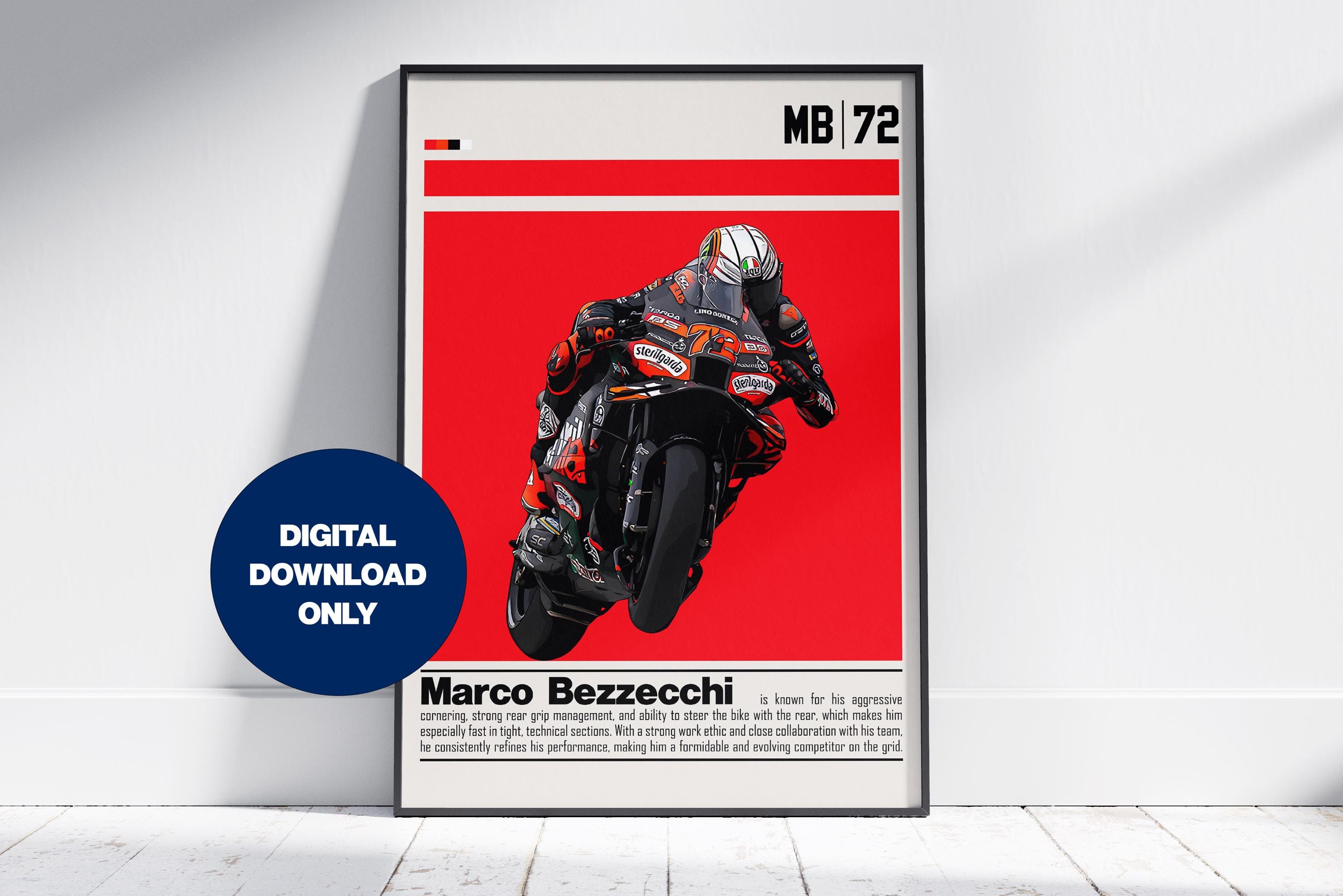 Marco Bezzecchi Digital Poster for Sports Fan Wall Art for Motogp