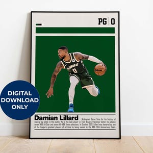Damian Lillard Digital Poster for Sports Fan Wall Art for Basketball Fan Modern Sports Decor for Bedroom & Office Digital Wall Art