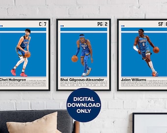 Shai Chet Holmgren Jalen Williams Digital Poster for Sports Fan Wall Art for OKC Fans Modern Sports Decor for Bedroom & Office Digital Art