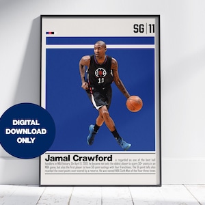 Jamal Crawford Digital Poster for Sports Fan Wall Art for Basketball Fans Modern Sports Decor for Bedroom & Office Digital Wall Art
