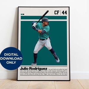Julio Rodriguez Digital Poster for Sports Fan Wall Art for Baseball Fans Modern Sports Decor for Bedroom & Office Digital Wall Art