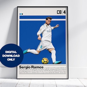 Sergio Ramos Digital Poster for Sports Fan Wall Art for Soccer Fans Modern Sports Decor for Bedroom & Office Digital Wall Art