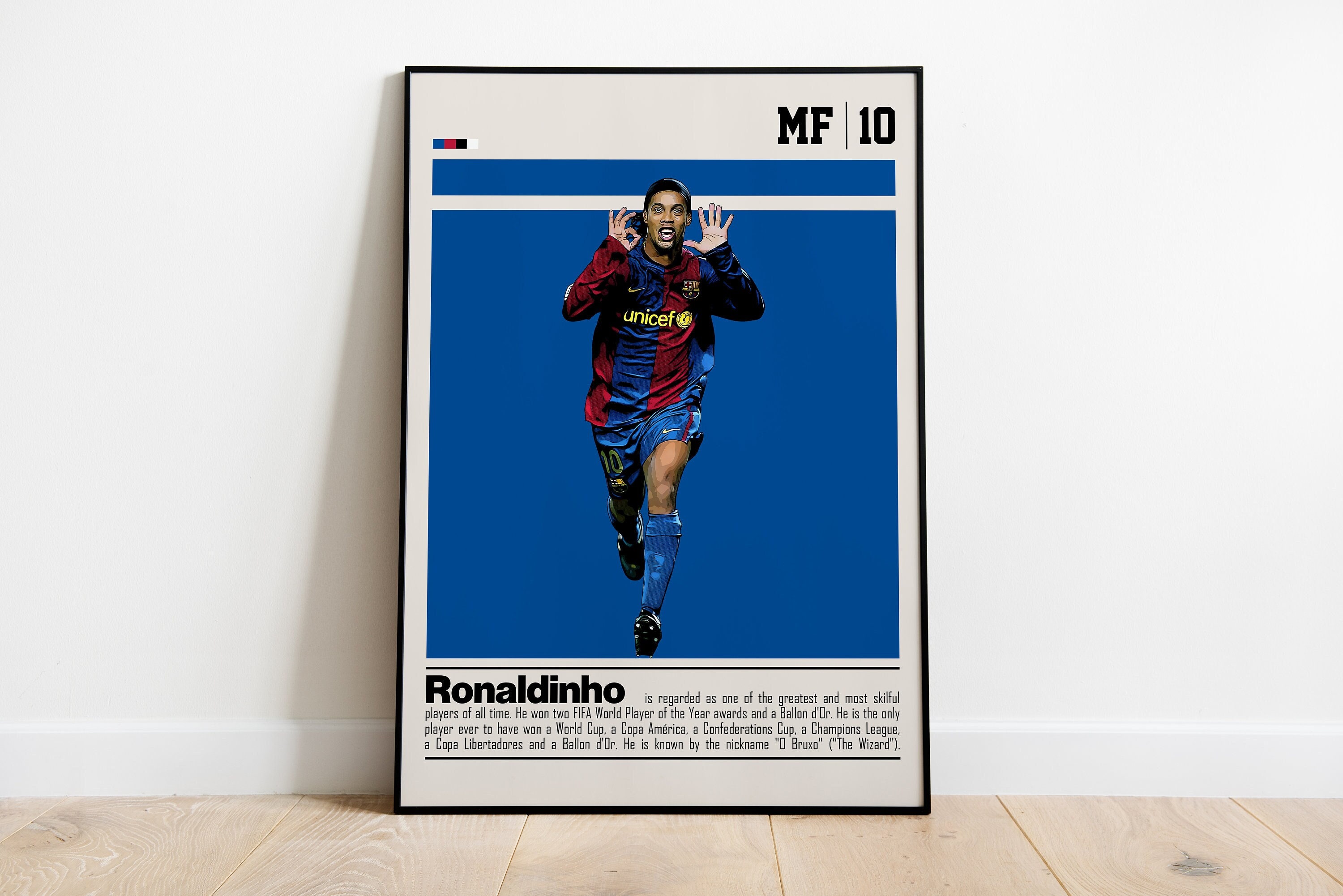 Football Star Ronaldinho GaúCho Poster Pictures Wall Art Canvas 3 Panels  European Clubs Canvas Painting Soccer Player Artowrk Giclee Prints for Home