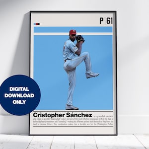 Christopher Sanchez digital affisch för sportfans väggkonst för basebollfans modern sportdekor för sovrum och kontor digital väggkonst