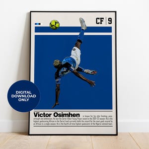 Victor Osimhen Digital Poster for Sports Fan Wall Art for Soccer Fans Modern Sports Decor for Bedroom & Office Digital Wall Art