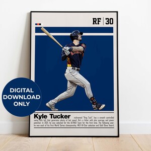 Pôster digital de Kyle Tucker para fãs de esportes, arte de parede para fãs de beisebol, decoração esportiva moderna para quarto e escritório, arte de parede digital