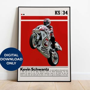 Kevin Schwantz Digital Poster for Sports Fan Wall Art for MotoGP Fans Modern Sports Decor for Bedroom & Office Digital Wall Art