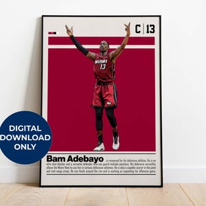 Bam Adebayo Digital Poster for Sports Fan Wall Art for Basketball Fans Modern Sports Decor for Bedroom & Office Digital Wall Art