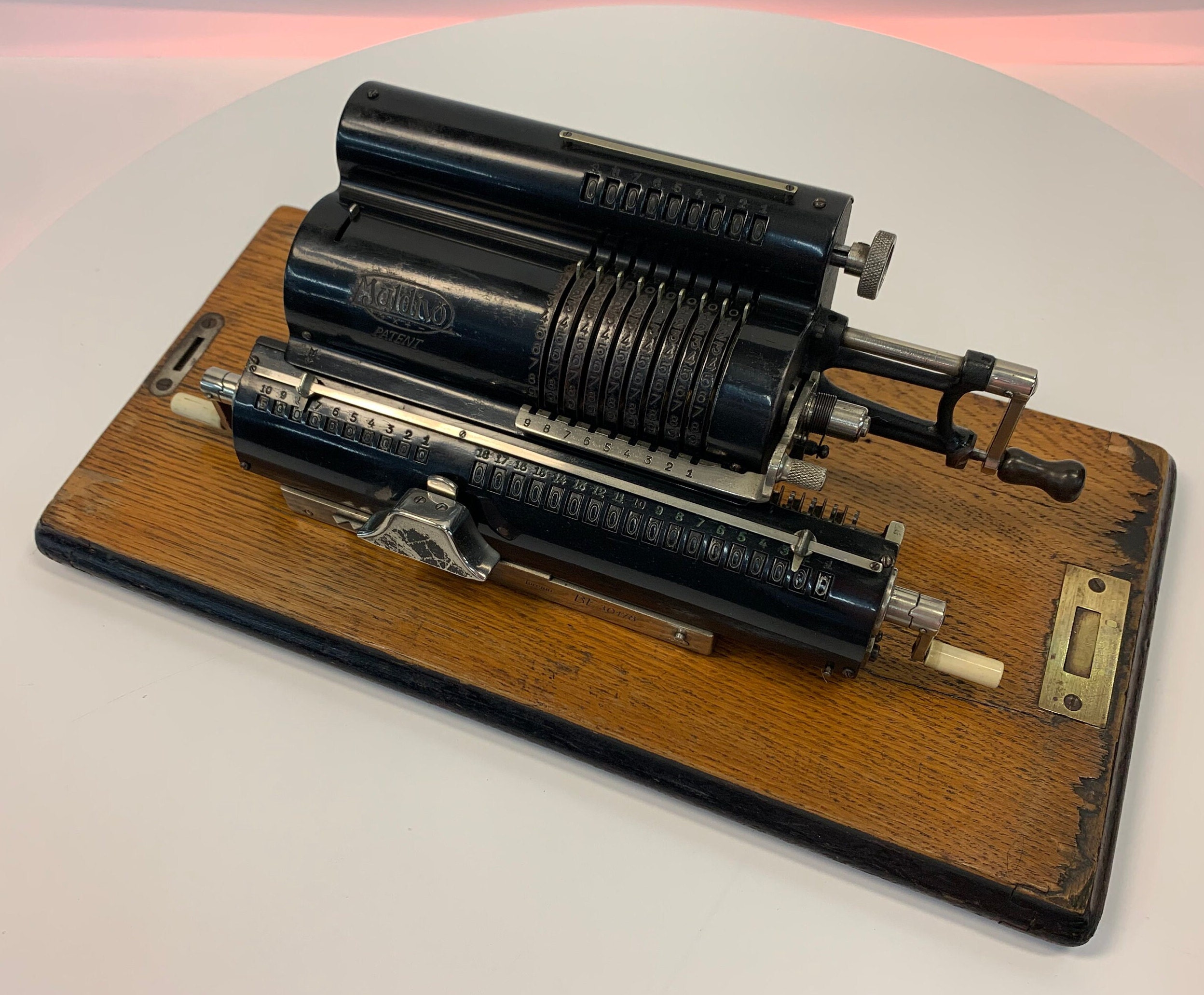 Vintage Muldivo Pinwheel calculator, Mechanical Calculator, 3 Star condition, 1922 Antique Comptometer, With Original Wooden Case