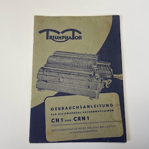 Manuale originale antico della calcolatrice Triumphator in tedesco, raramente in buone condizioni
