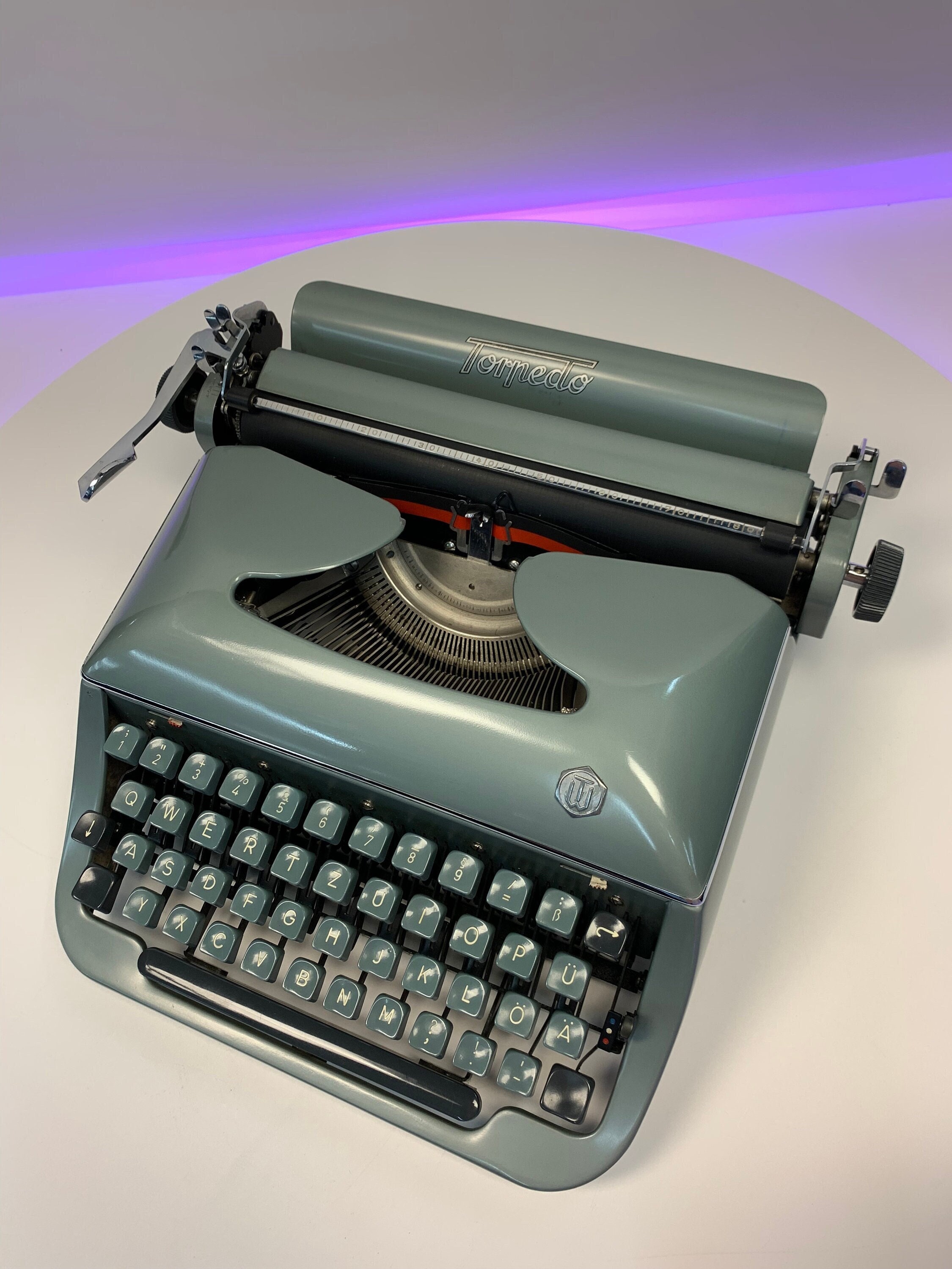 Vintage Metallic Torpedo 18A Typewriter, 1957 Functional