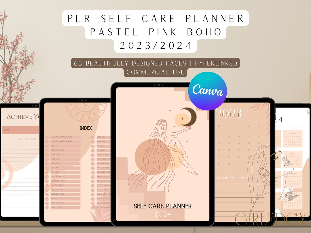 PLR Digital Self Care Planner Template, Canva Planner Template ...