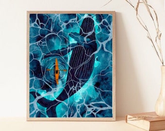 Ilustración de ballena marina Póster
