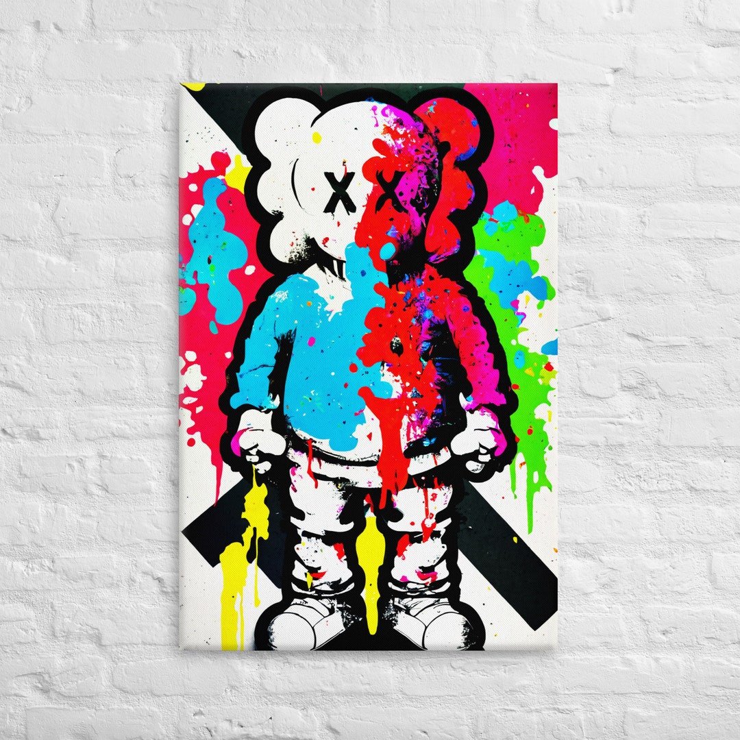 Splatter Kaws Graffiti Art Abstract Wall Art Graffiti Canvas Etsy
