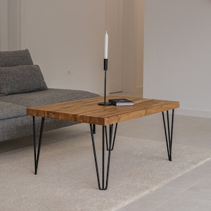 Modern coffee table in solid oak wood / Handmade wooden coffee table, contemporary oak coffee table, solid wood table, living room table