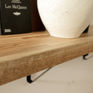 Rustic Oak Wooden Handmade Shelf Shelves With Metal Brackets 30cm Depth x 4cm Thicknes image 2