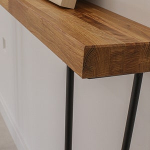 Handmade Solid Oak Console Table with Modern Design Height 77 cm. Depth 14.5 cm. Width 30 120 cm. image 6