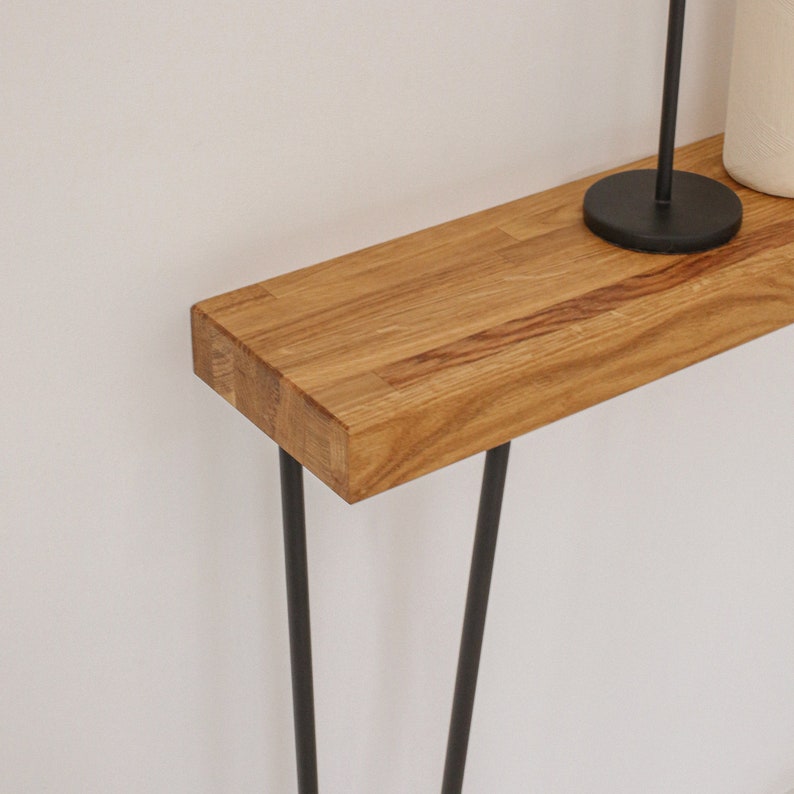 Handmade Solid Oak Console Table with Modern Design Height 77 cm. Depth 14.5 cm. Width 30 120 cm. image 5