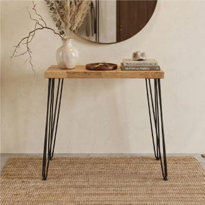 Handgefertigter Massivholz-Konsolentisch aus Eiche mit modernem Design | Höhe 77 cm | Tiefe 14,5 cm | Breite 30 - 120 cm.