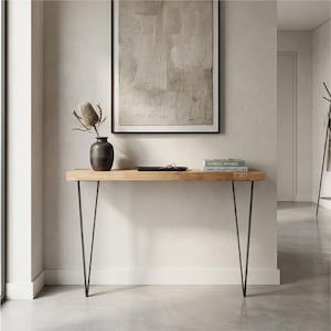 Handgefertigter Konsolentisch aus massiver Eiche für Eingangsbereich - Modern, Schmal | Höhe 77 cm | Tiefe 14,5 cm |  Wählen Sie unten Ihre Breite aus