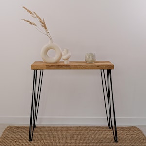 Handmade Solid Oak Console Table with Modern Design | Handcrafted | 11.81&quot; Depth × 1.57&quot; Thickness (30 cm × 4 cm)