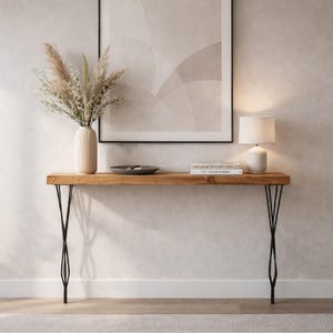 Handgemaakte massief eikenhouten consoletafel: smal gangmeubilair, modern minimalistisch design