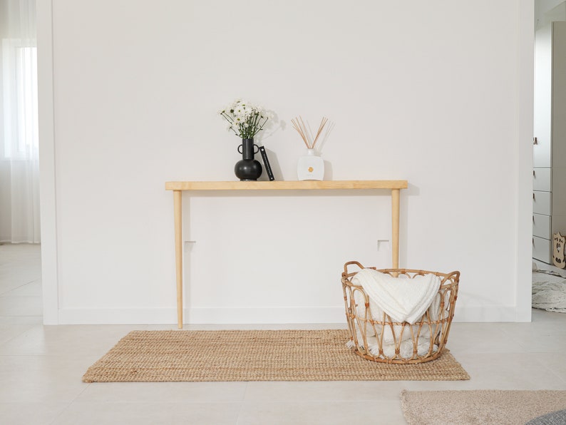 Mesa Consola Hecha a Mano de Madera Maciza con Diseño Moderno / Alto 75 cm. / Fondo 14,5 cm. / Ancho 30 120 cm. imagen 1