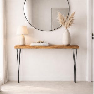 Tavolo consolle stretto in legno massello di rovere fatto a mano per ingresso / Altezza 30,31" (77 cm) / Profondità 5,71" (14,5 cm) / Scegli la larghezza qui sotto