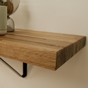 Rustic Oak Wooden Handmade Shelf Shelves With Metal Brackets 30cm Depth x 4cm Thicknes image 3