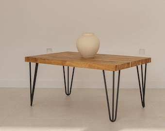 Modern coffee table in solid oak wood / Handmade wooden coffee table, contemporary oak coffee table, solid wood table, living room table