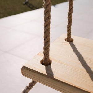 Solid Wood Swing for Adults | Rustic Outdoor Wedding Decor with Jute Rope | Natural Home Garden Furniture