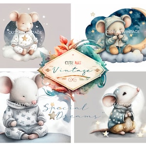 Cute watercolor mice, cute watercolor mouse, decorate, postcard, cute mice for scrapbooking, mice in piyama, watercolor mice, mouse postcard