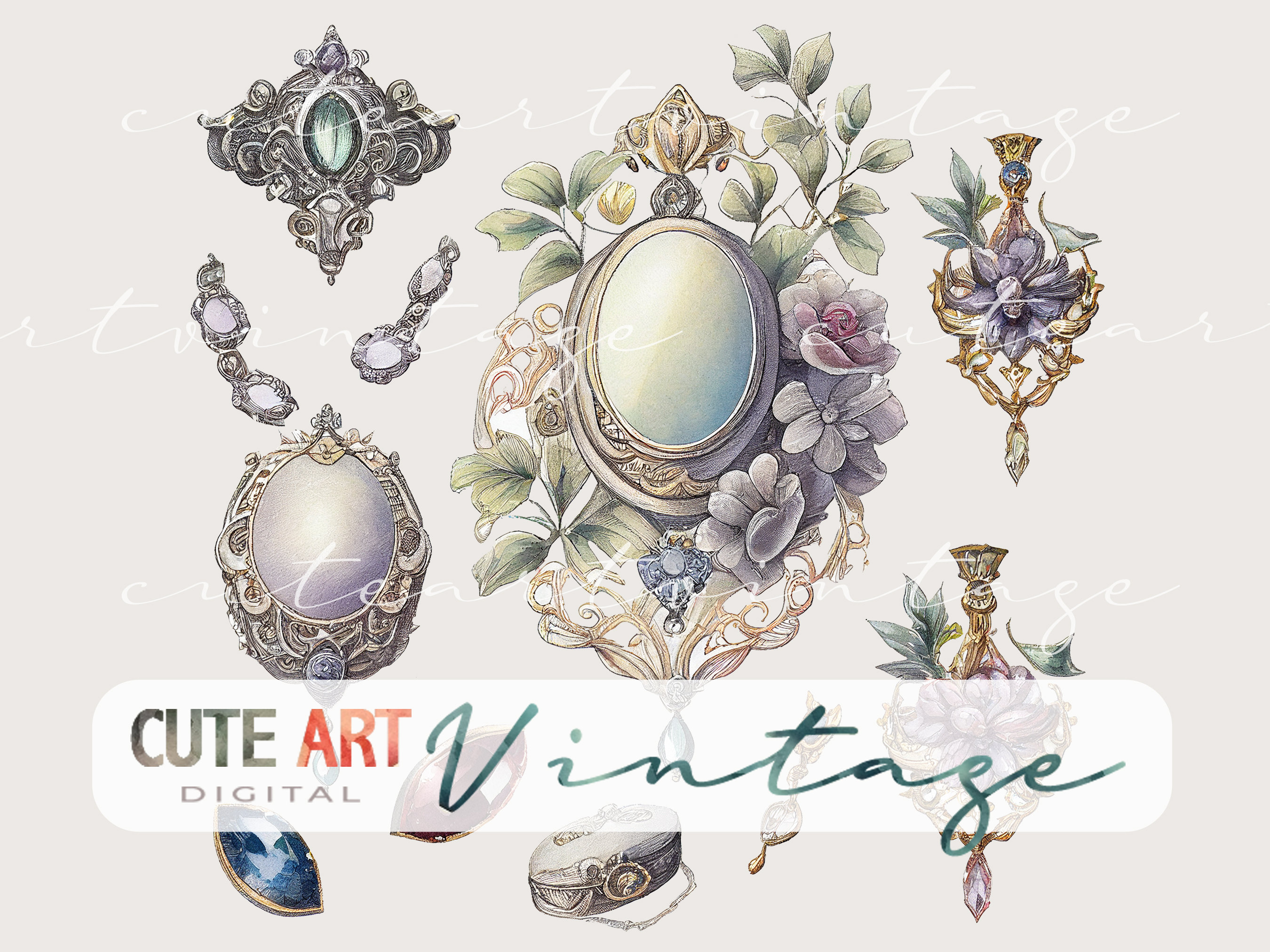 Watercolor Jewelry Clipart, Watercolor Jewelry Set Png, Watercolor ...