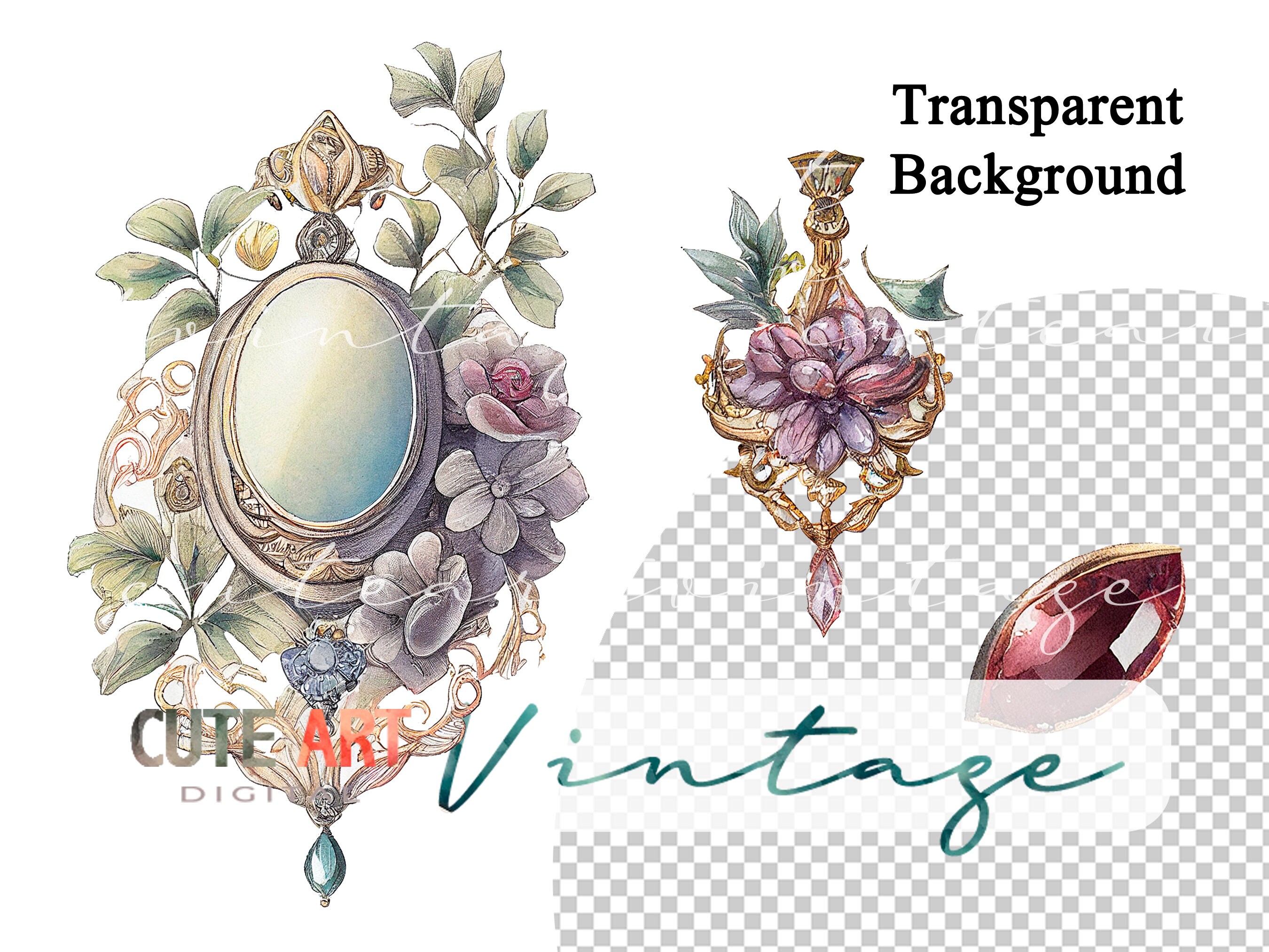 Watercolor Jewelry Clipart, Watercolor Jewelry Set Png, Watercolor ...