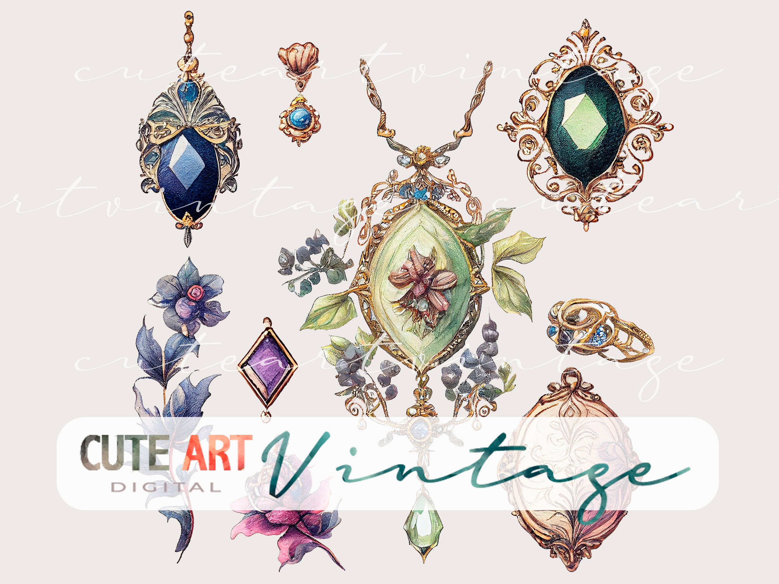 Watercolor Jewelry Clipart, Watercolor Jewelry Set Png, Watercolor ...