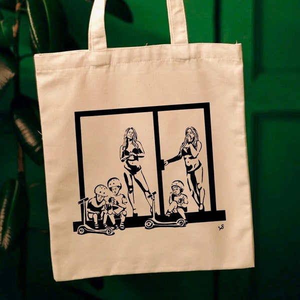 Tote Bag Street Art Print - Algodón vegano 100% orgánico de comercio justo