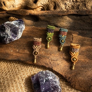 Dreadschmuck Makramee Tropfenanhänger Dreadlocks  | Größe personalisierbar | Handgeknüpft | Dreadbead | Boho | Mystic | Hippie | Witchy
